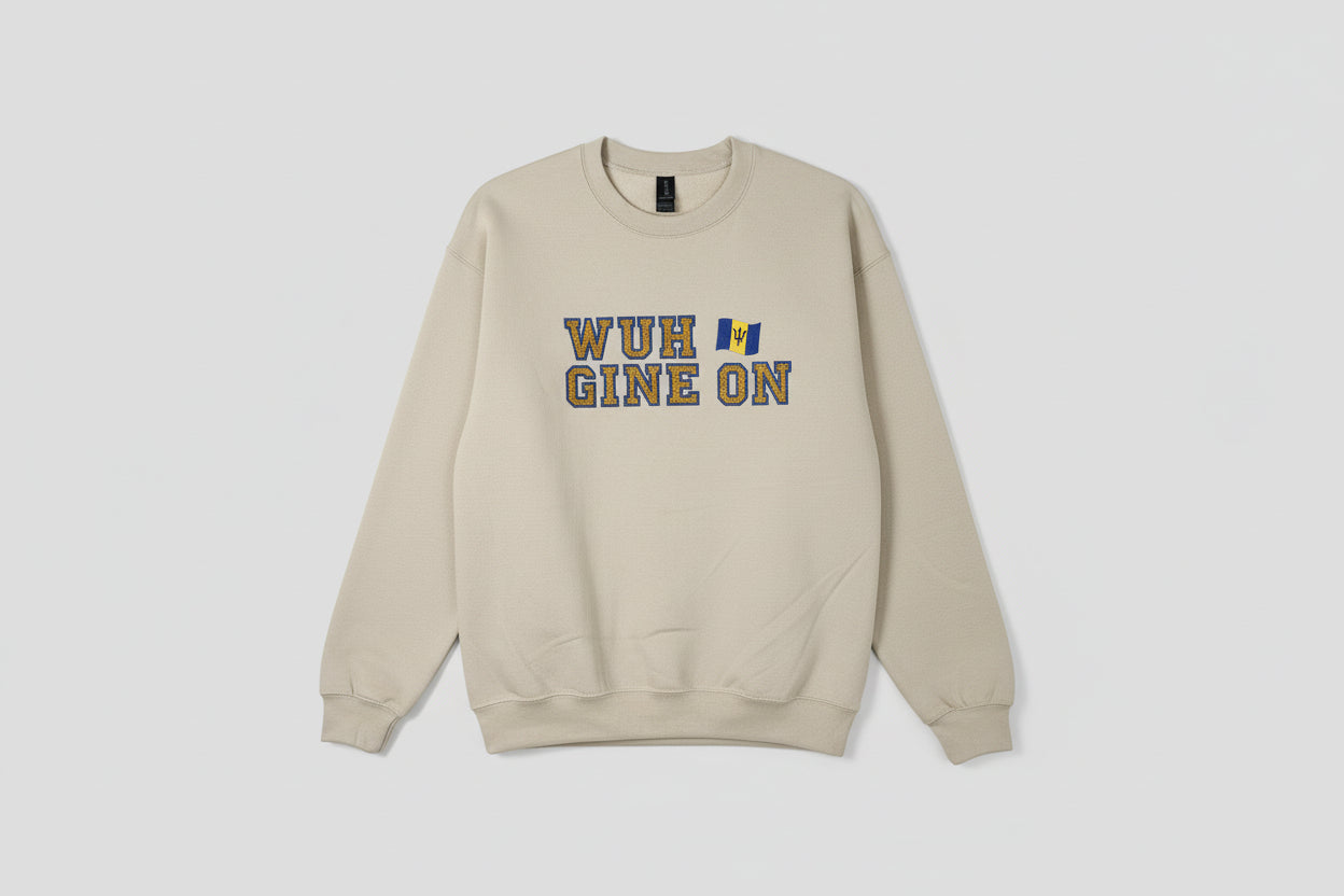 Embroidered Barbados Crewneck - "Wuh Gine On"