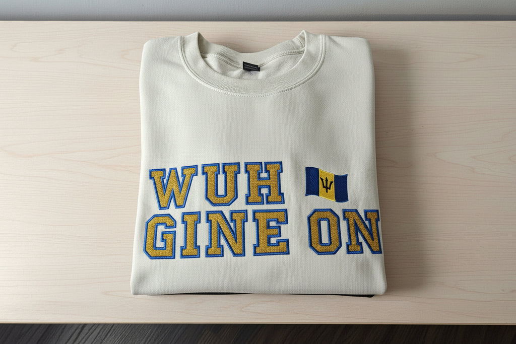 Embroidered Barbados Crewneck - "Wuh Gine On"